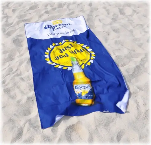 Beach towel with transfer-printed logo - promotional textile